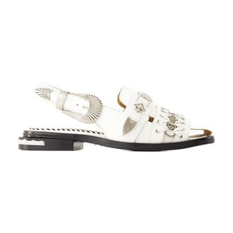 Toga Archives Leather Buckle-Strap Sandal - White