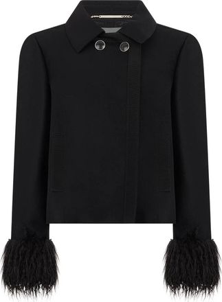 Alberta Ferretti Jas met versierde mouwen - Dames - Zomerjassen - Zwart - L - Wol - Jassen