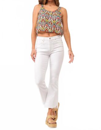 Dear John Denim Jeanne Mid Rise Cropped Flare Jeans In White