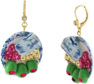 Betsey Johnson Cheese Plate Statement Earrings in Blue at Nordstrom