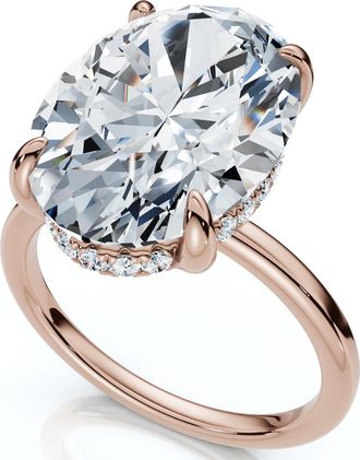 Pompeii3 Certified 5.08CT Oval Diamond Hidden Halo Engagement Ring 14k Gold Lab Grown