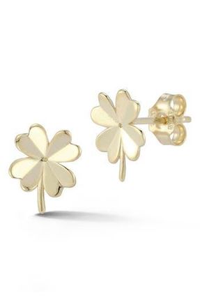 Ember Fine Jewelry Clover Stud Earrings in Gold at Nordstrom Rack