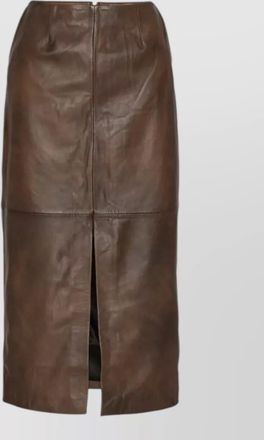 Rotate high waist leather midi pencil skirt
