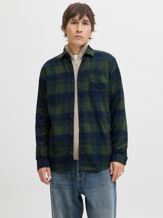 Jack & Jones Langarmhemd JACK & JONES JJJAMES BUFFALO SHIRT LS, Herren, Gr. XS, N-Gr, duffel bag, Web, Obermaterial: 60% Baumwolle, 40% Polyester, kariert, regular