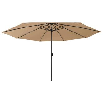 Berkfield Home Outdoor Parasol with LED Lights & Metal Pole 400 cm Taupe in Beige