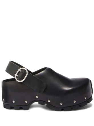 Jil Sander stud-embellished leather clogs - Black