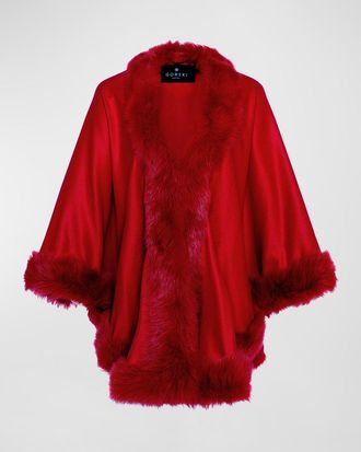 Gorski Cashmere Cape With Toscana Shearling Lamb Trim