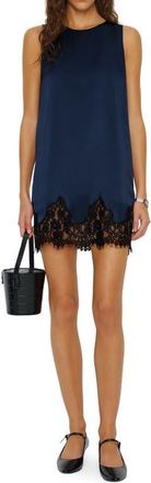 Reformation Jessalyn Sleeveless Lace Silk Minidress in Navy at Nordstrom, Size X-Large
