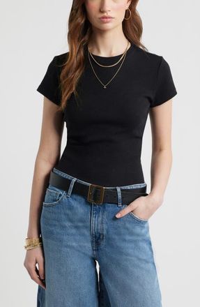 Treasure & Bond Tuckable Rib Baby Tee in Black at Nordstrom, Size Xx-Small