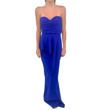 La Petite Robe Di Chiara Boni Miya Long Zip Jersey Gown In Inchiostro