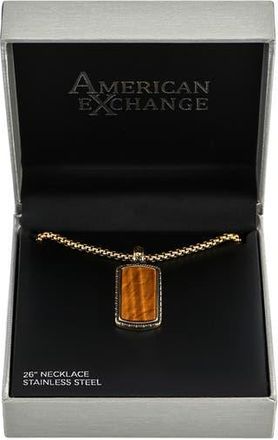American Exchange Mens Stone Pendant Necklace in Gold/Brown at Nordstrom Rack