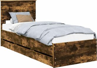 vidaXL Estructura De Cama Roble Ahumado 75 X 190 Cm Madera Ingenieril Vidaxl