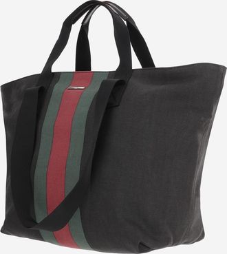 Gucci Mens Shopping Bag Positano Black Canvas Cotton Shoulder