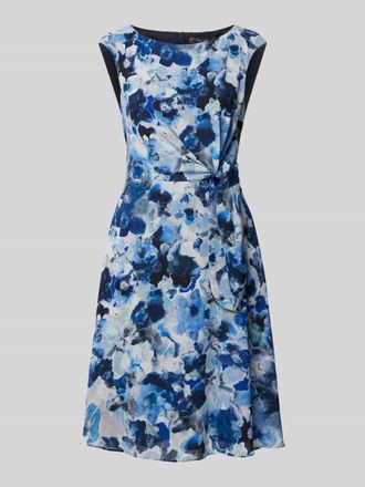 Vera Mont Knielanges Cocktailkleid mit Knotendetail in Blau, Gr&ouml;&szlig;e 42