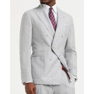 Brunello Cucinelli Pearl Wool Linen Deconstructed Suit, Brand Size 48 (US Size 38)