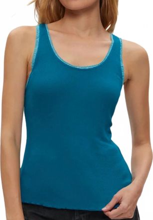 Michael Stars Miley Supima Rib Lace Tank Top In Lagoon