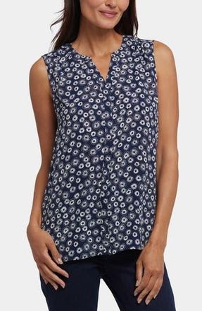 NYDJ Print Pleat Back Sleeveless Split Neck Blouse in Costa Nova at Nordstrom Rack, Size Large