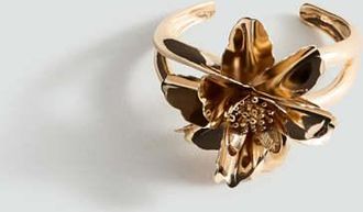 Mango Bracciale rigido floreale oro - Donna - Taglia unica - MANGO
