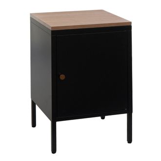 Hhg Hhg - Nunca Usado] Mesilla De Noche 923, Mesilla De Noche C&oacute;moda Mesilla De Noche, Metal 63x40x40cm, Revestido De Melamina, Negro