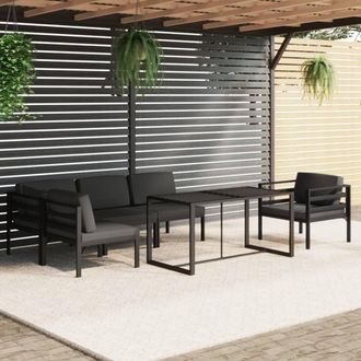 vidaXL Set Muebles De Jard&iacute;n 6 Pzas Y Cojines Aluminio Gris Antracita Vidaxl