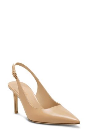 Stuart Weitzman Stuart Power 75 Pointed Toe Slingback Pump in Adobe Beige at Nordstrom, Size 10.5