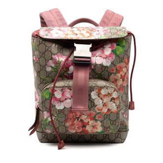 Gucci Pre-owned Womens Small Gg Supreme Blooms Single Buckle Backpack - Rose Gold Textile - One Size