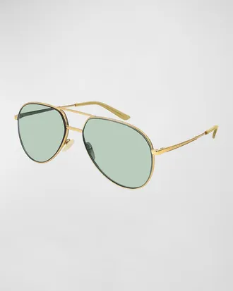 Gucci Men & apos;s Metal Aviator Sunglasses