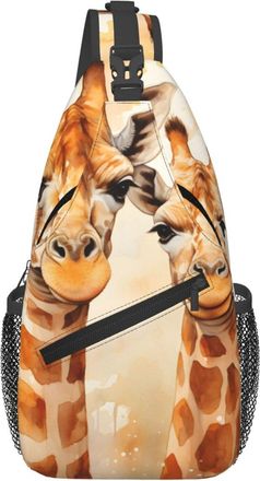 Generic Giraffe Couple Sling Bag Trendy Cross Body Bag Lightweight Daypack For Casual Women Camping