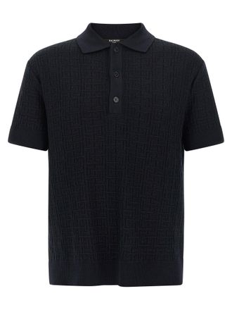 Balmain Monogram Knit Polo Shirt