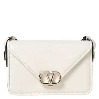 Valentino Garavani Ivory Leather Vlogo Crossbody Bag