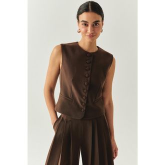 Exquise Elowyn Sleeveless Vest in Brown at Nordstrom, Size Xx-Large