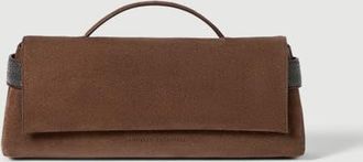 Brunello Cucinelli Suede Essence clutch bag in Caramel at Nordstrom