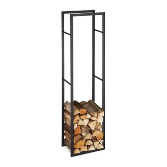 Relaxdays Le&ntilde;ero Interior, Met&aacute;lico, Estanter&iacute;a Almacenaje Para Chimenea Y Estufa, Acero, 170 X 44,5 X 30 Cm, Negro - Relaxdays