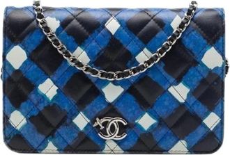 Chanel Pre-owned Wallet on Chain - Dames - Vintage Schoudertas - Blauw - ONE Size - Leer - Vintage