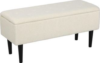 HOMCOM 15 Inch Ottoman Storage Box With 47L Storage Capacity - Cream | TJ Hughes Dark Grey