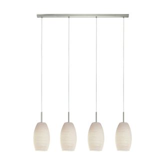 Loops Pendant Light Satin Nickel Shade White Glass Wiping Technique Bulb E27 4x40W in Metallics
