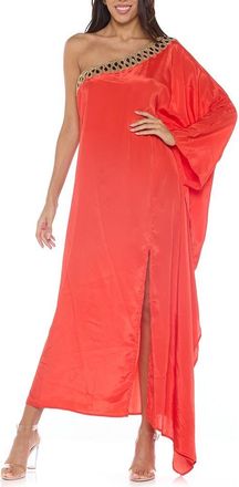 Ranee’s Embellished One-Shoulder Long Sleeve Cover-Up Dress in Red at Nordstrom Rack, Size Medium