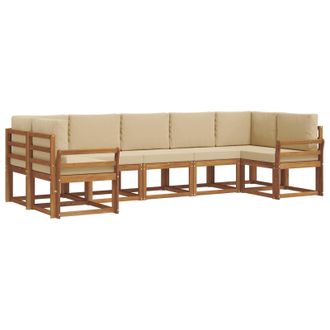 vidaXL Conjunto De Sof&aacute;s De Exterior Con Coj&iacute;n 7 Pcs Natural Y Beige Vidaxl