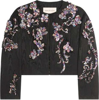 Dries Van Noten geborduurd moir&eacute; jack