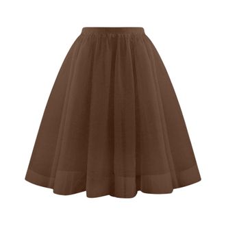 Generic Womens Tulle Skirt Teen Adult Classic Elastic 3 Layered Tulle Tutu Skirt, Can Be Worn with a Hoop Skirt for Extra Volume Coffee
