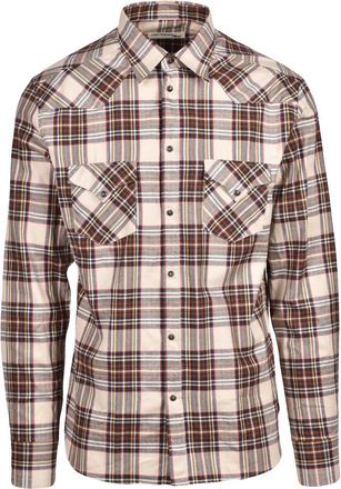 Deuxieme Shirt Beige/Brown Plaid Cotton Flannel Shirt