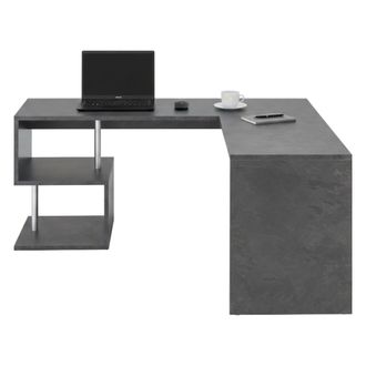 Dmora Escritorio Dmassaro, Escritorio Esquinero Con Soporte Para Pc, Mesa De Oficina Multiusos, Escritorio Multiposiciones Para Ahorrar Espacio, 100% Made I