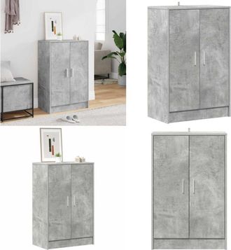 vidaXL Scarpiera Grigio Cemento 60x35x92 cm in Truciolato - Scarpiera grigio cemento - Scarpiera con ante