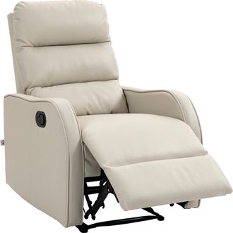 OEM Sill&oacute;n Relax Reclinable Sof&aacute; Relax Tapizado En Pu Con Reposapi&eacute;s Retr&aacute;ctil Para Dormitorio Sal&oacute;n 65x89x100 Cm Crema