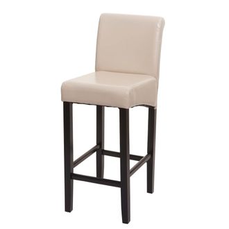 Hhg Hhg - Nunca Usado] Taburete De Bar 525, Taburete De Bar Taburete De Mostrador, Madera Certificada Mvg, Crema, Patas Oscuras, Imitaci&oacute;n De Cuero