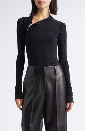 GRACE LING Claw Long Sleeve Jersey Top in Black at Nordstrom, Size 4 Us