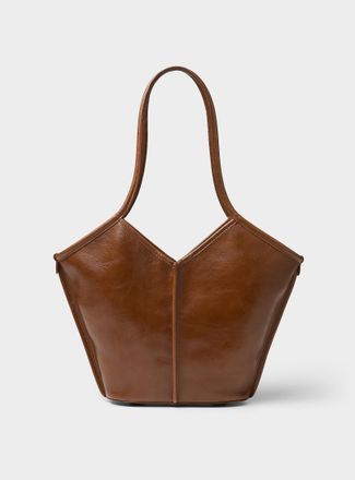Hereu Womens Calella brown leather shoulder bag
