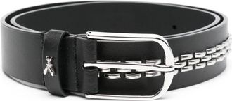 Patrizia Pepe appliqué-detail leather belt - women - Calf Leather/Aluminium - S - Black