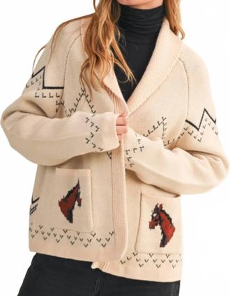 Merci Delmar Sweater Cardigan In Beige Taupe