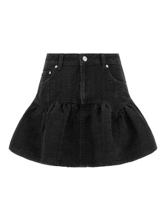 Ganni Black Lurex Denim Skirt